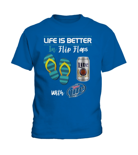 Life Is Better In Flip Flops With Miller Lite Beer - Unisex Long Sleeve Kids T-Shirt