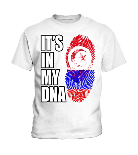 Tunisian And Russian Mix Heritage DNA Flag Kids T-Shirt