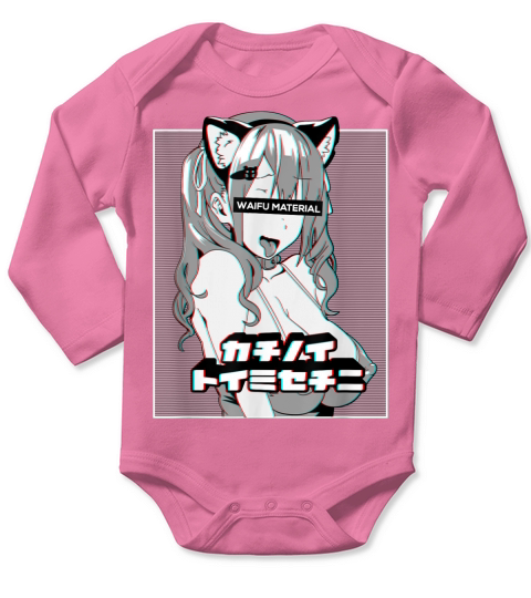 Ahegao t shirt lewd anime neko girl shirt and waifu material Long Sleeve Baby One-Piece