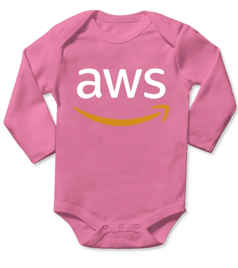 AWS LOGO WHITE EDITION AWS AMAZON CODING Long Sleeve Baby One-Piece