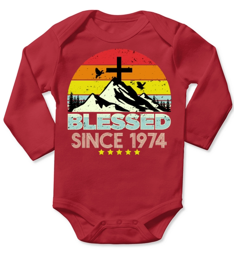 Blessed Since 1974 Vintage Christian Birthday Long Sleeve Baby One-Piece