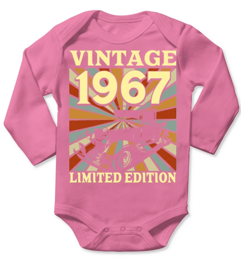 Classic And Old Car 1967 Vintage 55th Birthday Long Sleeve Baby One-Piece