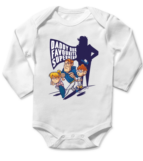 Dad superhero and children Long Sleeve Baby One-Piece