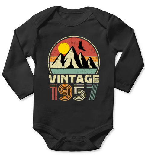 Funny Birthday Born in 1957 Limited Edition Long Sleeve Baby One-Piece