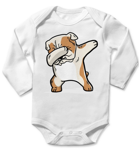 Funny Bulldog Dab Shirt Long Sleeve Baby One-Piece