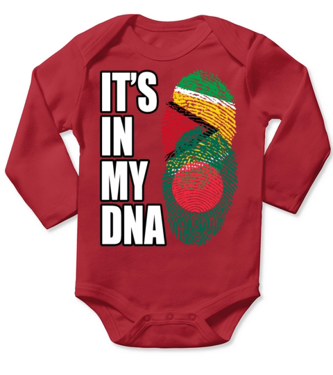 Guyanese And Bangladeshi Mix Heritage DNA Flag Long Sleeve Baby One-Piece