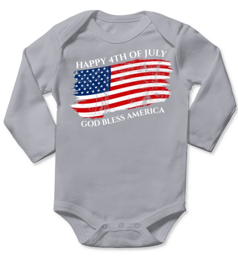 Happy 4th of July American Flag Vintage USA 2022 Long Sleeve Baby One-Piece
