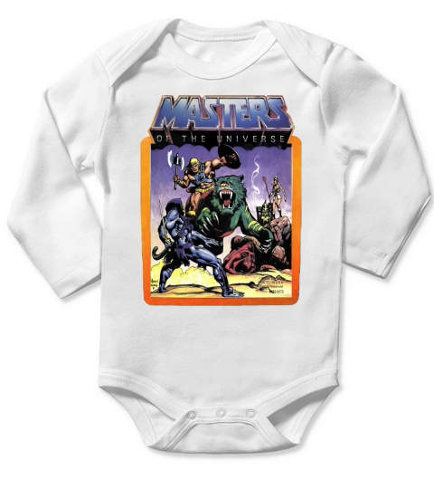 He-man Masters Of The Universe Battle Scene With Skeletor Long Sleeve Baby One-Piece
