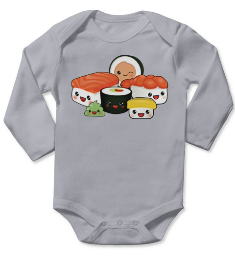 heureuse famille sushi t-shirt Long Sleeve Baby One-Piece