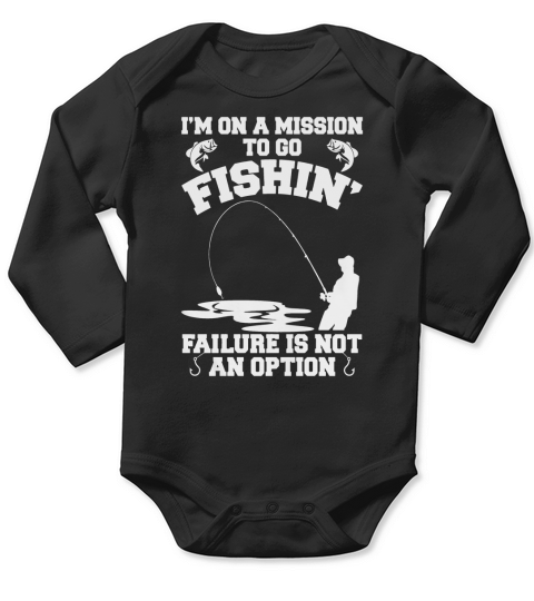 Im On A Mission To Go Fishin Long Sleeve Baby One-Piece