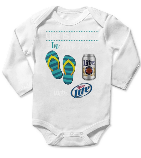 Life Is Better In Flip Flops With Miller Lite Beer - Unisex Long Sleeve Long Sleeve Baby One-Piece