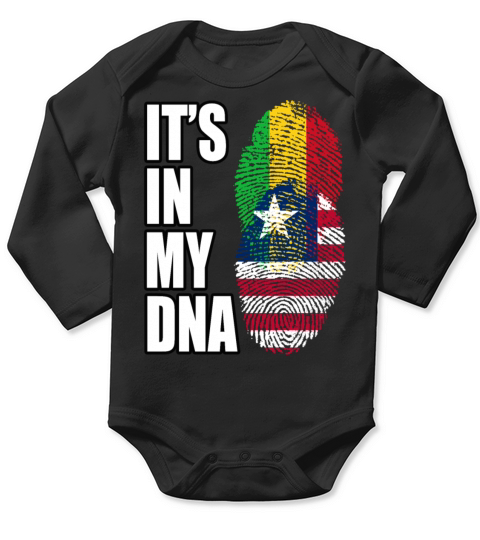 Malian And Liberian Mix Heritage DNA Flag Long Sleeve Baby One-Piece