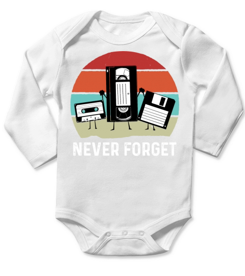 Never Forget Vintage Cassette Tape Long Sleeve Baby One-Piece