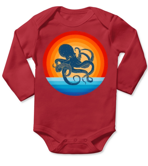 Octopus Retro Vintage Long Sleeve Baby One-Piece