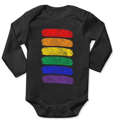 Pride Month - LGBTQ - Rainbow Stripes Long Sleeve Baby One-Piece