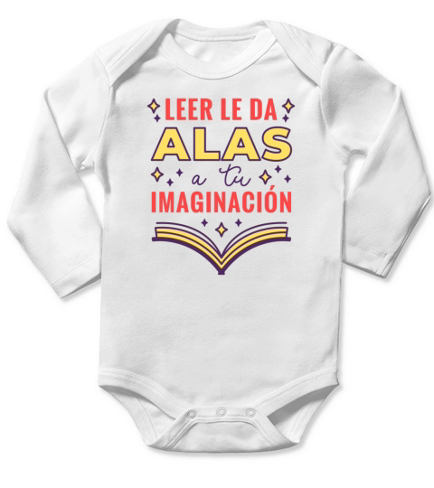 Reading Spanish Quote Badge Long Sleeve Baby One-Piece