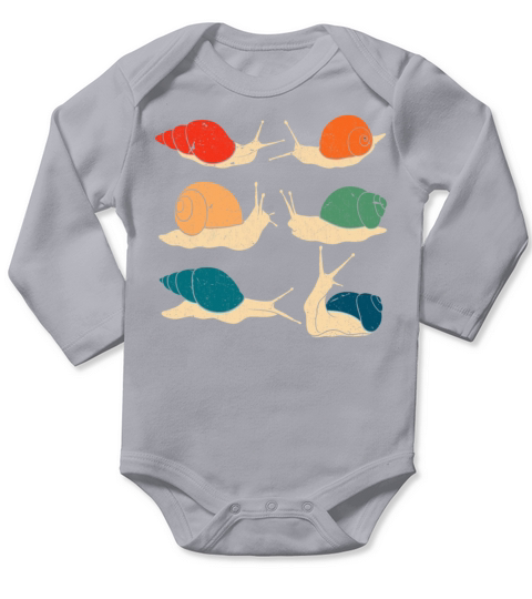 Retro Snail Family Gardening Snails Long Sleeve Baby One-Piece