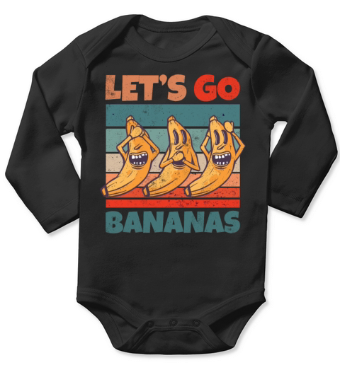 Retro Vintage Lets Bananas Funny Crazy Banana Long Sleeve Baby One-Piece