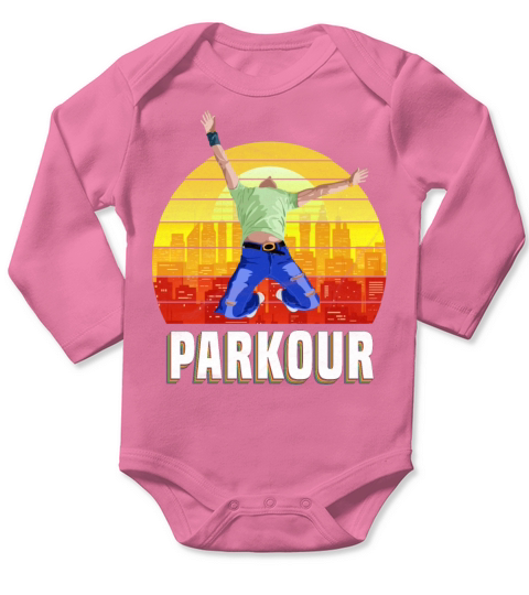 Retro Vintage Parkour Traceur Backflips Long Sleeve Baby One-Piece