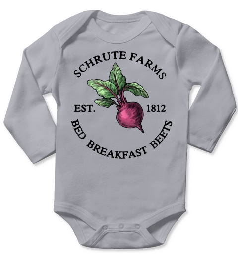 Schrute farms bed and breakfast beets est 1812 Long Sleeve Baby One-Piece