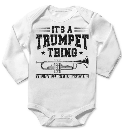 Trumpet Player Vintage Its A Long Sleeve Baby One-Piece