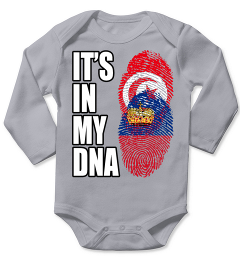 Tunisian And Liechtensteiner Mix Heritage DNA Flag Long Sleeve Baby One-Piece