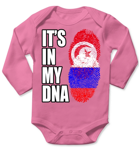 Tunisian And Russian Mix Heritage DNA Flag Long Sleeve Baby One-Piece