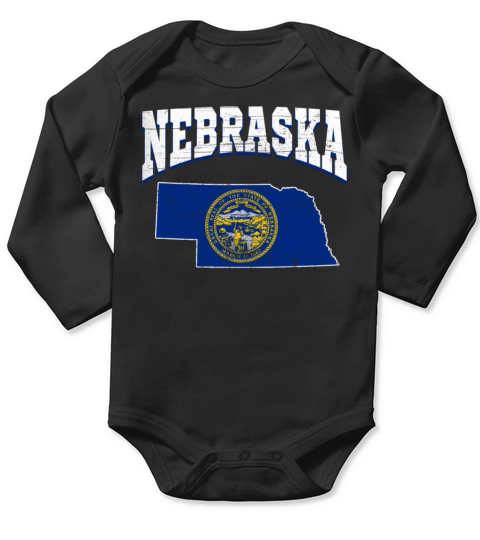 US America State Flag Land Map Nebraska Long Sleeve Baby One-Piece