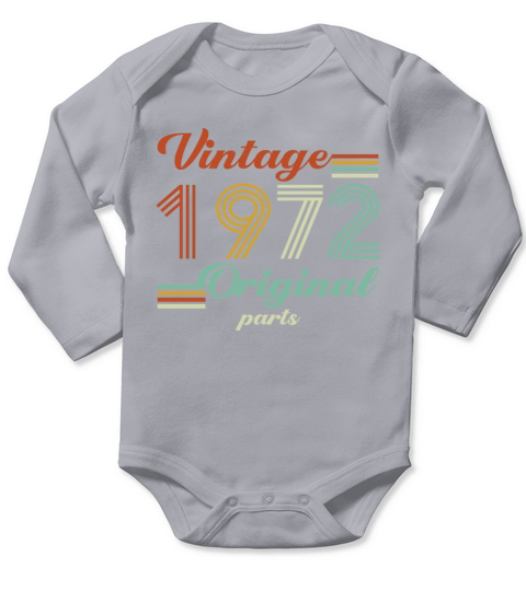 Vintage 1972 50th Birthday Original Parts Dad Mom Long Sleeve Baby One-Piece