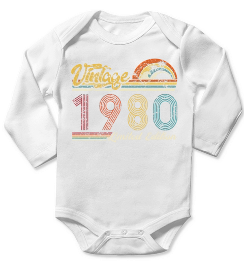 Vintage "Limited Edition" Vintage 1980 Birthday Long Sleeve Baby One-Piece