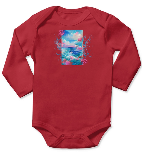 Watercolor Design Long Sleeve Baby One-Piece