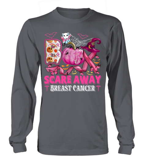 Boo Scare Away Breast Cancer Pink Ribbon Halloween Long sleeved Unisex