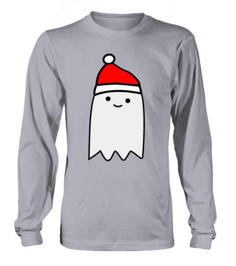 Christmas Spirit Ghost with Santa Hat Long sleeved Unisex