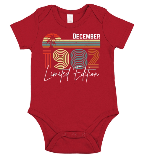 40 Years December 1982 Vintage Limited Edition Short Sleeve Baby One-Piece