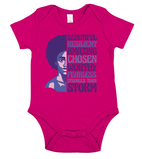 Beautiful Amazing Worthy Fearless - Black Woman Short Sleeve Baby One-Piece