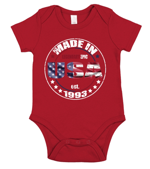 Birthday Saying Born USA 1993 Short Sleeve Baby One-Piece