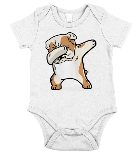Funny Bulldog Dab Shirt Short Sleeve Baby One-Piece