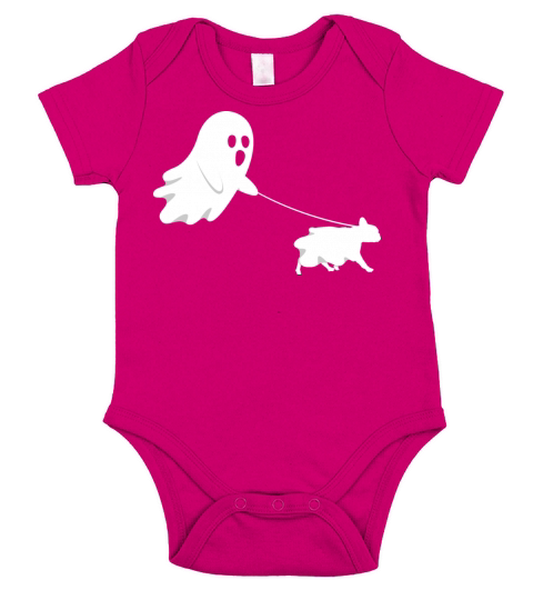 Ghost French Bulldog Funny Boo Halloween Dog Mom Short Sleeve Baby One-Piece