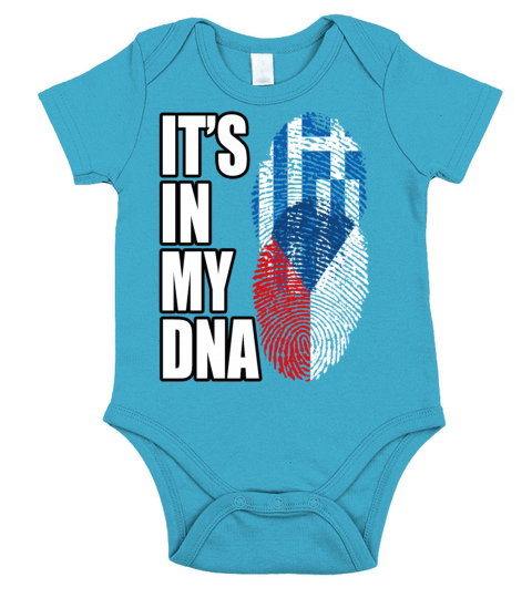 Greek And Czech Mix Heritage DNA Flag Short Sleeve Baby One-Piece