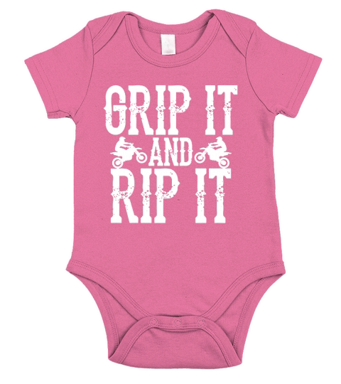 GRIP IT FUNNY MOTOCROSS DIRT BIKE SHIRT  Tshirts Short Sleeve Baby One-Piece