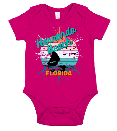 Hernando Beach Florida Retro Vintage Sunset Short Sleeve Baby One-Piece