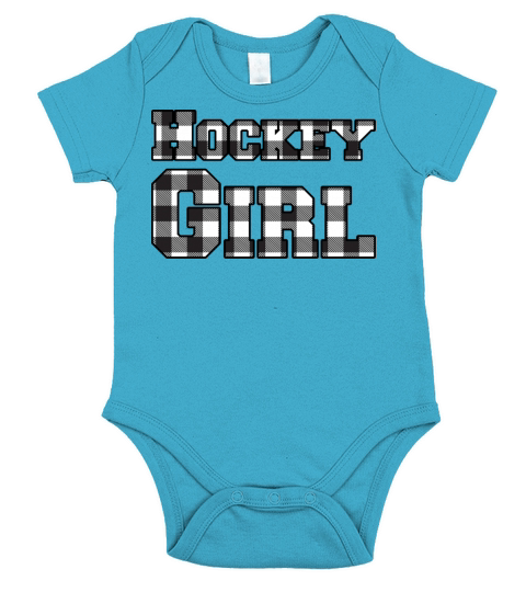 Hockey girl black plaid Short Sleeve Baby One-Piece