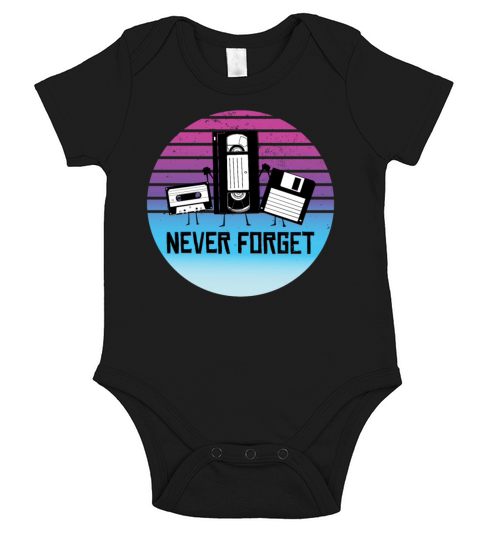 Never Forget Funny Vintage Cassette Tape Short Sleeve Baby One-Piece
