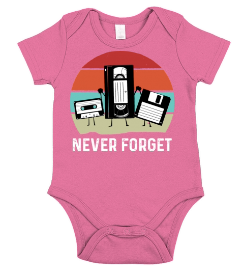 Never Forget Vintage Cassette Tape Short Sleeve Baby One-Piece