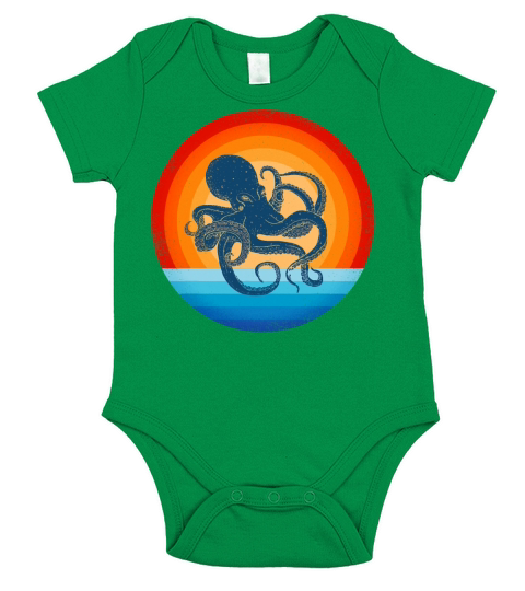 Octopus Retro Vintage Short Sleeve Baby One-Piece