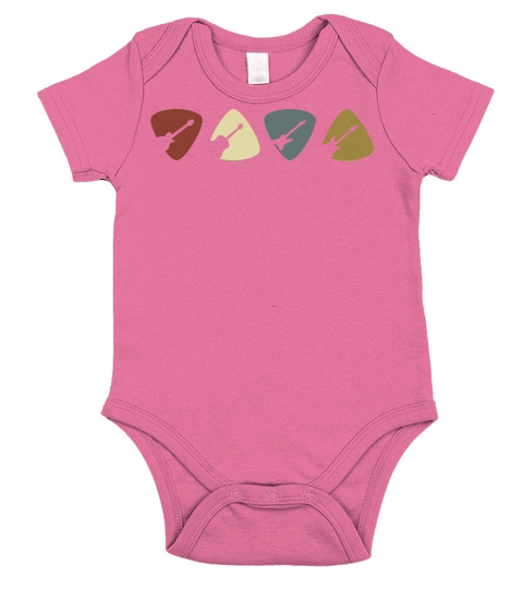 Retro Vintage Design of Guitar Pick Funny Guitar Short Sleeve Baby One-Piece