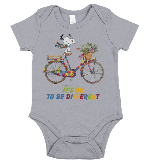 Snoopy Riding Bike It’s Ok To Be Different Autism shirt Short Sleeve Baby One-Piece