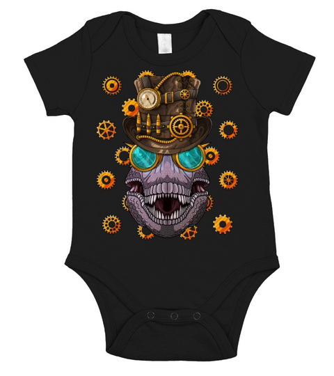 Steampunk Dinosaur T Rex Medieval Victorian Steam Short Sleeve Baby One-Piece