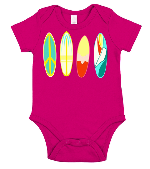 Surfer Gift Vintage Surfing Surf Boards Beach Short Sleeve Baby One-Piece