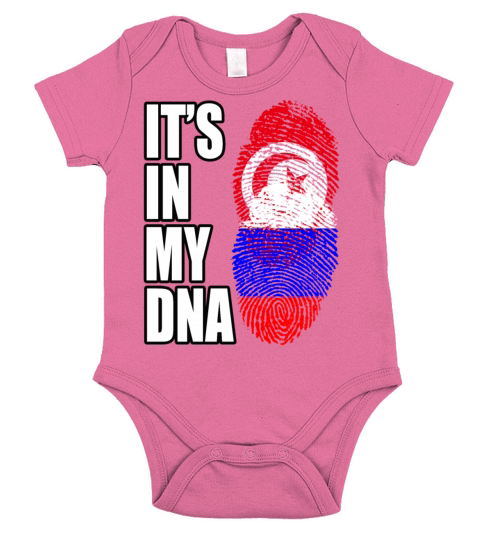 Tunisian And Russian Mix Heritage DNA Flag Short Sleeve Baby One-Piece